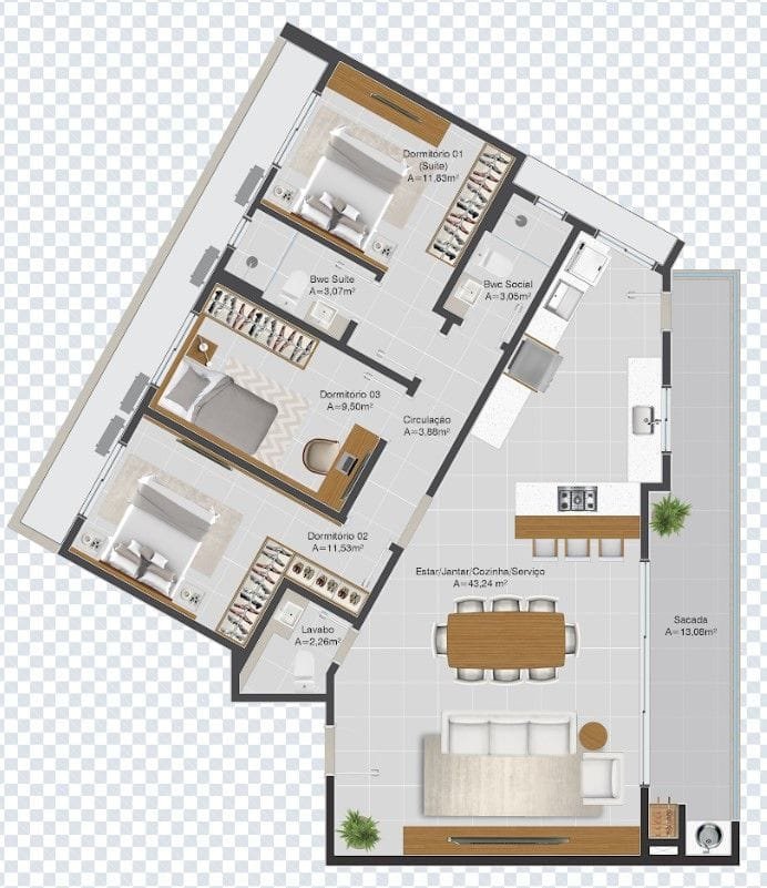 Apartamento 2 dorm (1 suíte) 76,32 m² em Palhoça — foto 11
