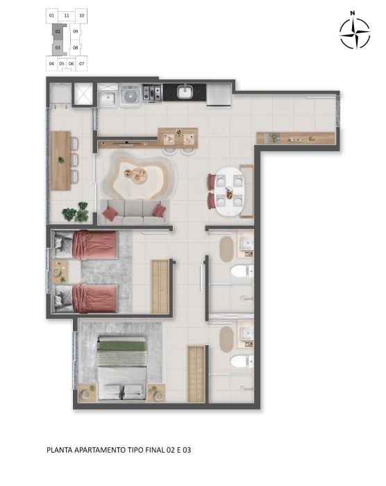 Self Residence Pagani Palhoça – 2 quartos com suíte — foto 11