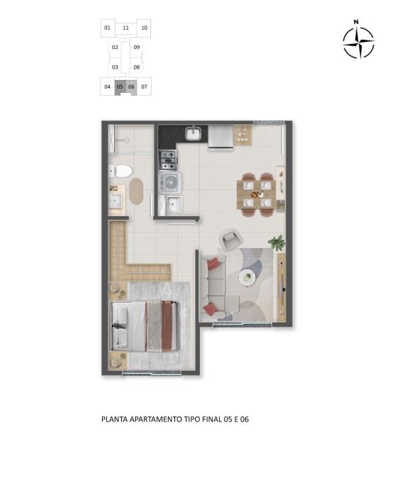Self Residence Pagani Palhoça – 2 quartos com suíte — foto 10