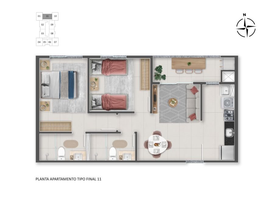 Self Residence Pagani Palhoça – 2 quartos com suíte — foto 13