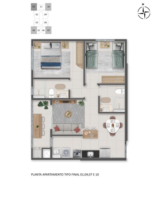 Self Residence Pagani Palhoça – 2 quartos com suíte — foto 14